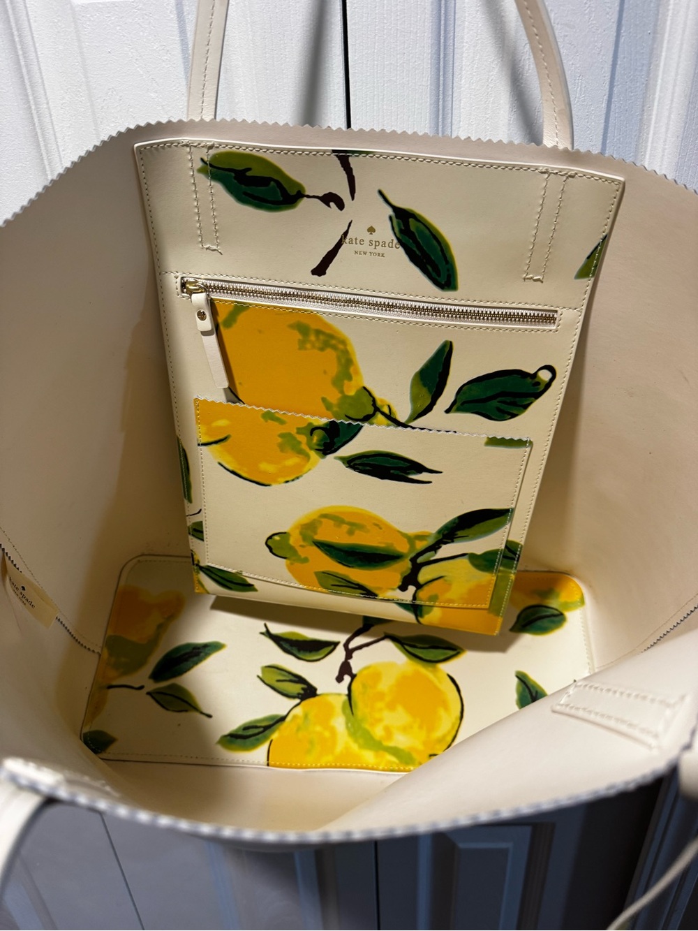 kate spade Cream & Yellow Lemon Print Tote - Picture 6 of 8
